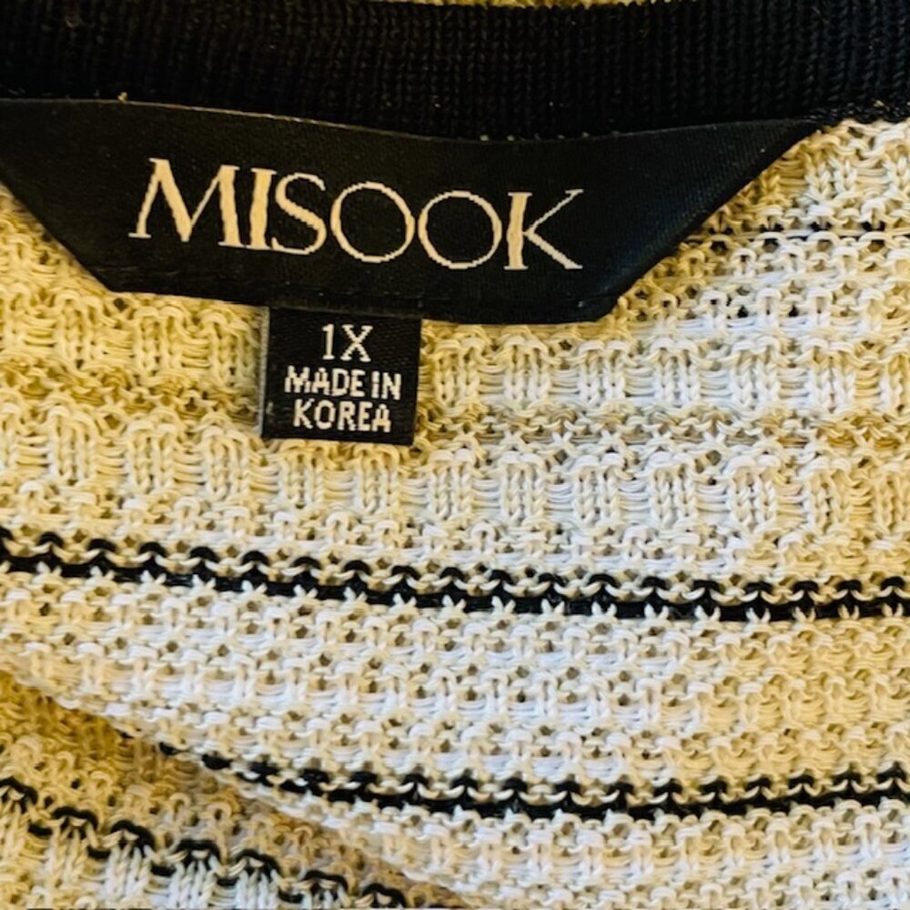 Misook Cardigan Jacket Sweater Textured Knit Tunic Length Striped Plus Size 1X - Picture 6 of 8